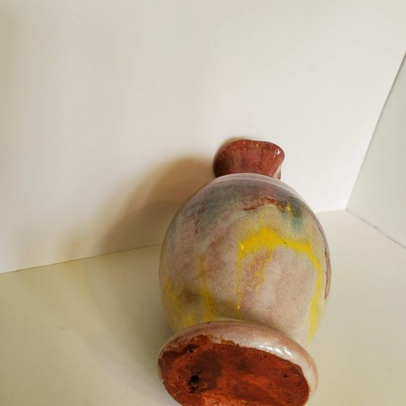 Art Pottery Urn, Handmade Ceramic Pitcher, Red Purple Drip Glaze Studio Pottery - Picture 9 of 9